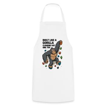 Bouldering Funny – Gorilla Cartoon Climbing Shirt - Cooking Apron - white - Front - AI Model Male 185 dark (185cm)