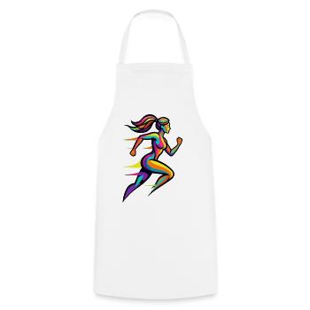 Colorful rainbow racing woman - Cooking Apron - white - Front - AI Model Male 185 dark (185cm)