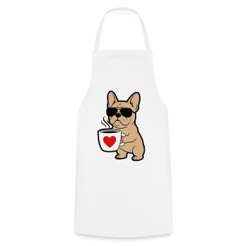 Frenchie Hund Kaffee Comic - Kochschürze - Weiß - Vorne - AI Model Male 185 dark (185cm)