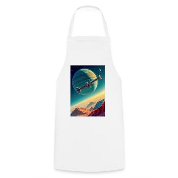 Humanity Finally Finds Its New Home in Space - Cooking Apron - white - Front - AI Model Male 185 dark (185cm)