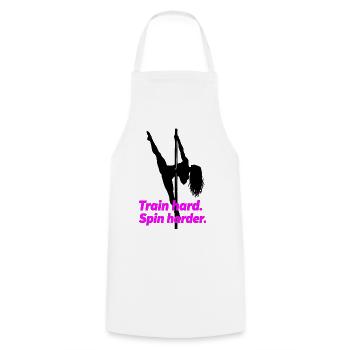 Pole Dance Silhouette – Train Hard Spin Harder - Cooking Apron - white - Front - AI Model Male 185 dark (185cm)