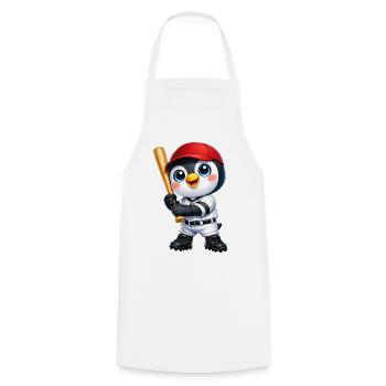 Motif de dessin animé de baseball pingouin mignon - Tablier de cuisine - blanc - Devant - AI Model Male 185 dark (185cm)