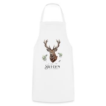 Tête de cerf dans la forêt sauvage de Suède - Tablier de cuisine - blanc - Devant - AI Model Male 185 dark (185cm)