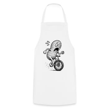 Panic Peanut sur un vélo - Tablier de cuisine - blanc - Devant - AI Model Male 185 dark (185cm)