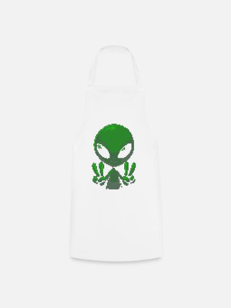 Pixel grünes Alien-Friedenszeichen - Kochschürze - Weiß