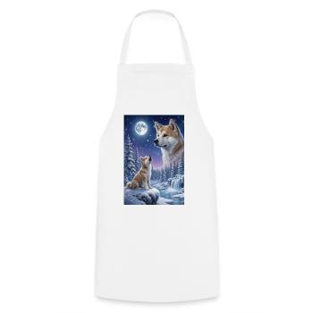 Howling to the Moon Meme Animal Dog Akita Inu - Cooking Apron - white - Front - AI Model Male 185 dark (185cm)