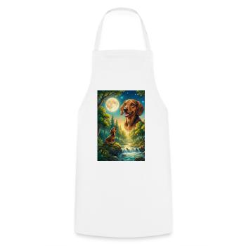 Howling to the Moon Meme Dog Dachshund - Cooking Apron - white - Front - AI Model Male 185 dark (185cm)