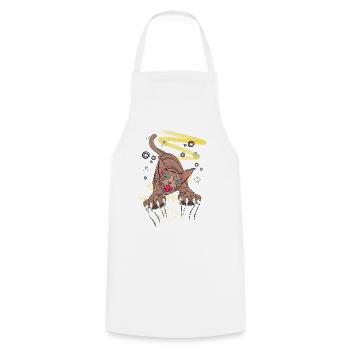 Moonlit Werecat Claw Tee - Cat Scratching Claws - Cooking Apron - white - Front - AI Model Male 185 dark (185cm)