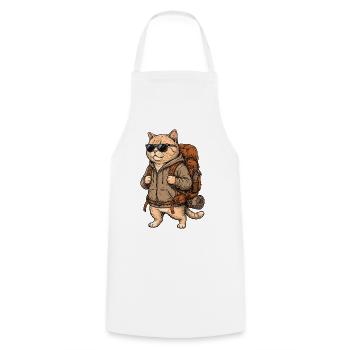 Wanderkatze – Outdoor-Abenteuer - Kochschürze - Weiß - Vorne - AI Model Male 185 dark (185cm)