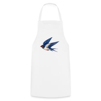 Water-coloured blue swallow - Cooking Apron - white - Front - AI Model Male 185 dark (185cm)