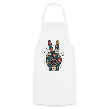 Floral Peace Sign Floral Style - Cooking Apron - white - Front - AI Model Male 185 dark (185cm)