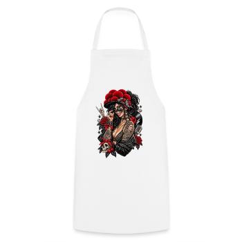 ROCKABILLY REBEL - Kochschürze - Weiß - Vorne - AI Model Male 185 dark (185cm)