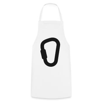 Ikone der Kletterkarabinerlinie - Kochschürze - Weiß - Vorne - AI Model Male 185 dark (185cm)