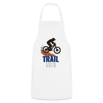 Trail frei – Mountainbike Silhouette Shirt - Kochschürze - Weiß - Vorne - AI Model Male 185 dark (185cm)