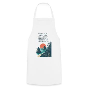 Motivational Quote Erfolg Mindset - Kochschürze - Weiß - Vorne - AI Model Male 185 dark (185cm)