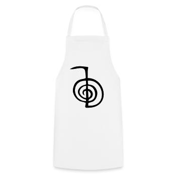 Reiki Healing Symbol - Cho Ku Rei - Cooking Apron - white - Front - AI Model Male 185 dark (185cm)