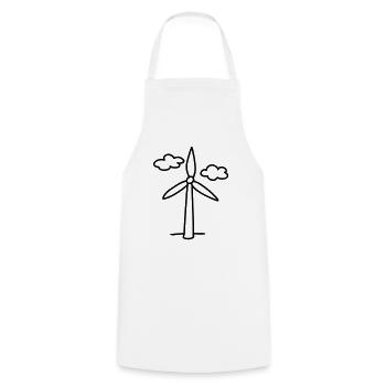 Wind turbine - green energy - line - Cooking Apron - white - Front - AI Model Male 185 dark (185cm)