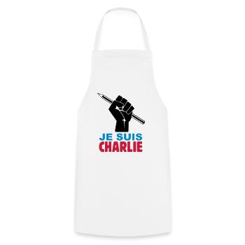 je suis charlie - Tablier de cuisine - blanc - Devant - AI Model Male 185 dark (185cm)