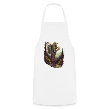 Randonneurs dans la nature avec bières montagnes et forêt - Tablier de cuisine - blanc - Devant - AI Model Male 185 dark (185cm)