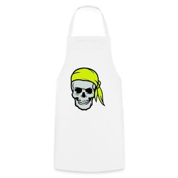 Crâne Pirate Ahoy - Tablier de cuisine - blanc - Devant - AI Model Male 185 dark (185cm)