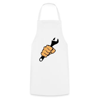 Fist Wrench - Cooking Apron - white - Front - AI Model Male 185 dark (185cm)
