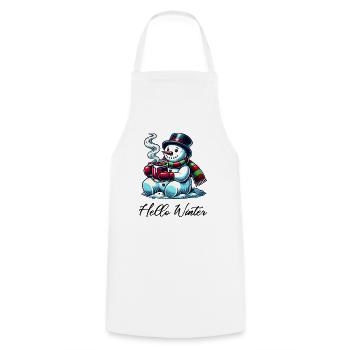 Snowman Hello Winter - Cooking Apron - white - Front - AI Model Male 185 dark (185cm)