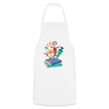 Monkey with school cone school enrollment school child - Cooking Apron - white - Front - AI Model Male 185 dark (185cm)