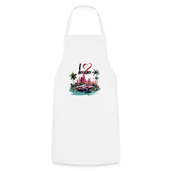 I love Miami - Tablier de cuisine - blanc - Devant - AI Model Male 185 dark (185cm)