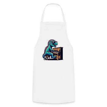 Dino Pianist Music Lover Design - Cooking Apron - white - Front - AI Model Male 185 dark (185cm)
