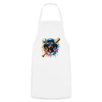 Dachshund Dachshund Dog Baseball Player Sports - Cooking Apron - white - Front - AI Model Male 185 dark (185cm)