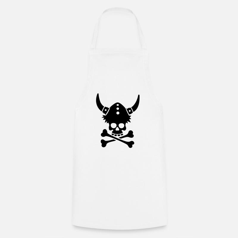 Totenkopf mit Wikingerhelm - Kochschürze - Weiß