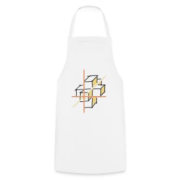 coordinate system. x-y-z axes. cube. - Cooking Apron - white - Front - AI Model Male 185 dark (185cm)