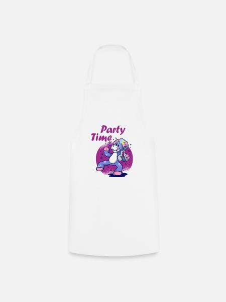 Party Time Einhorn - Kochschürze - Weiß