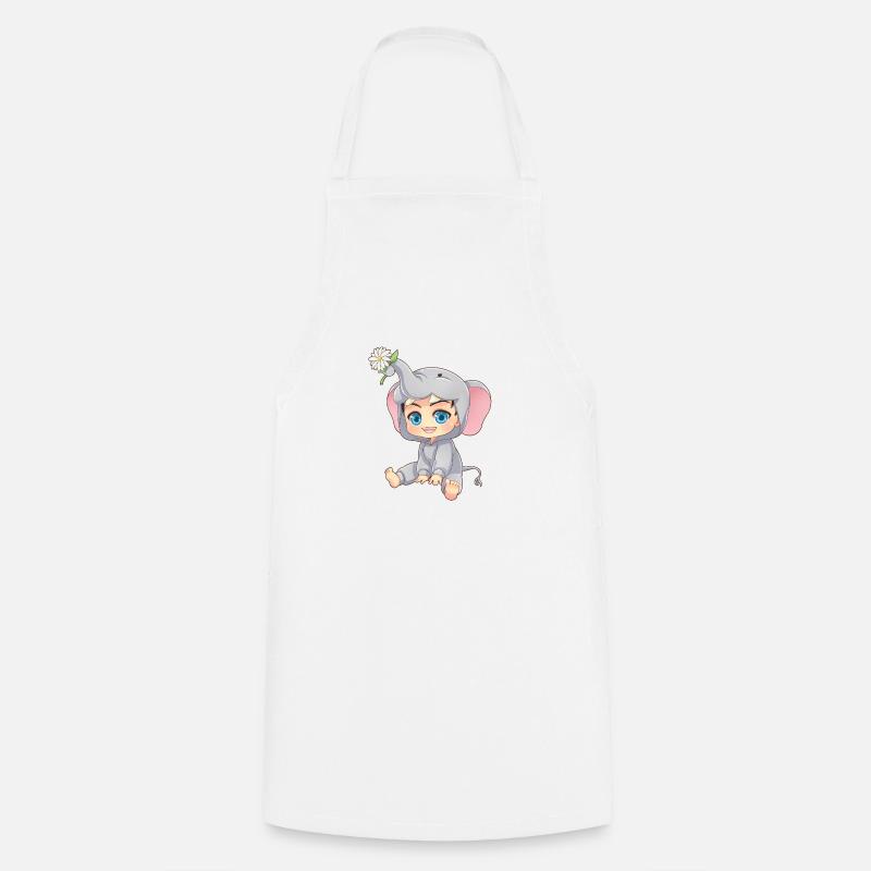 MOSBIES Elefant Blume Chibi Cosplay Geschenk - Kochschürze - Weiß