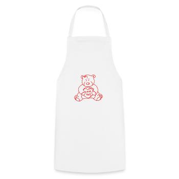 Valentines Day Dear Bear Teddy i Love gay bear heart - Cooking Apron - white - Front - AI Model Male 185 dark (185cm)