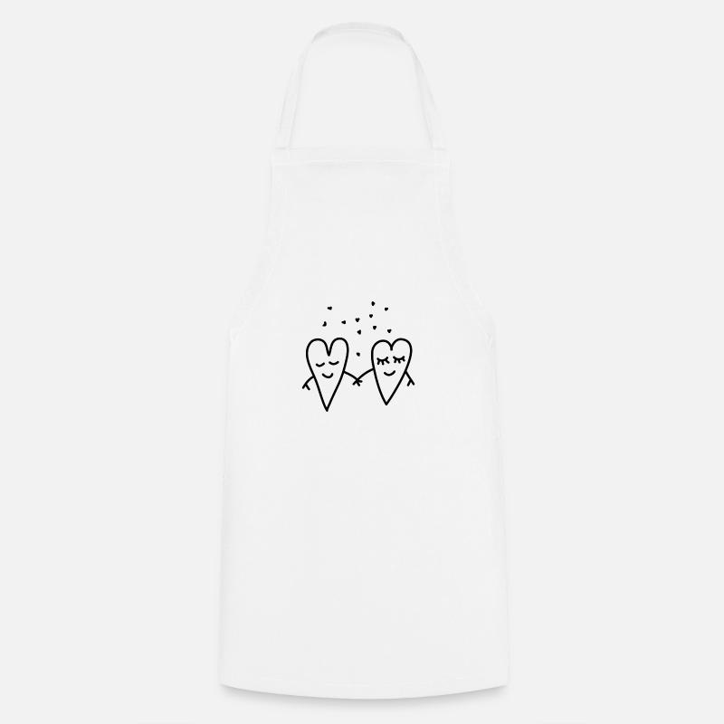 Valentin Amour Coeurs Couple Relation petite amie - Tablier de cuisine - blanc