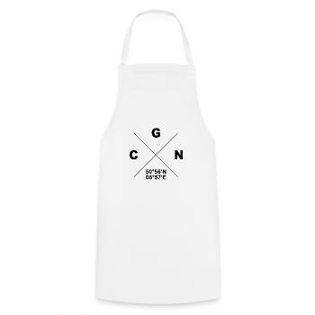 CGN ville natale coordonne cadeau Cologne Kölle - Tablier de cuisine - blanc - Devant - AI Model Male 185 dark (185cm)