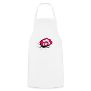 Oma Power Geschenk - Kochschürze - Weiß - Vorne - AI Model Male 185 dark (185cm)