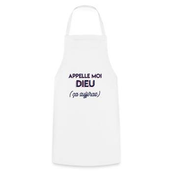Appelle moi dieu (ça suffiras) - Tablier de cuisine - blanc - Devant - AI Model Male 185 dark (185cm)