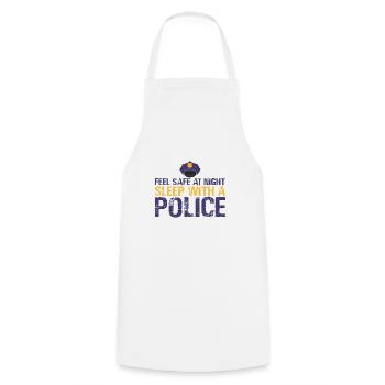 Polizei Polizist lustiger Spruch - Kochschürze - Weiß - Vorne - AI Model Male 185 dark (185cm)