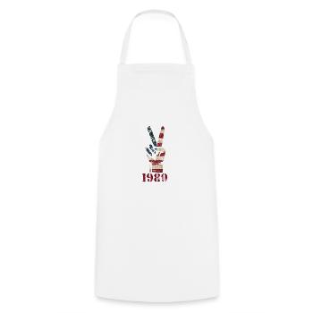 Hippie Peace dans les années 80 - Tablier de cuisine - blanc - Devant - AI Model Male 185 dark (185cm)