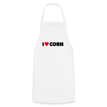 "I ❤ Corn" in schwarz mit rotem Herz - Kochschürze - Weiß - Vorne - AI Model Male 185 dark (185cm)