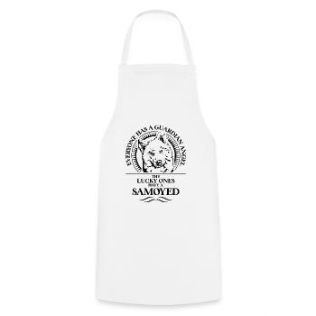 SAMOYED Guardian Angel Hunde Spruch Hund WILSIGNS - Kochschürze - Weiß - Vorne - AI Model Male 185 dark (185cm)