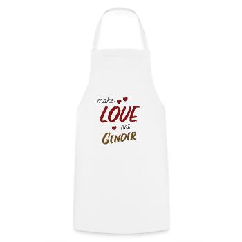 Lustiger Spruch Make Love not Gender Gendern - Kochschürze - Weiß - Vorne - AI Model Male 185 dark (185cm)