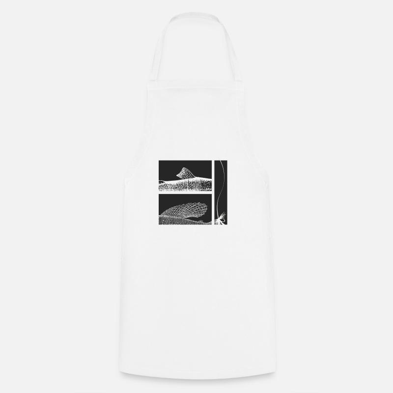 Model 44 - Grayling and trout - Cooking Apron - white