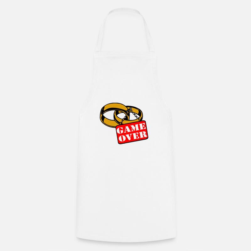 Enterrement de vie de garçon Bouclier de mariage Game over (25) - Tablier de cuisine - blanc