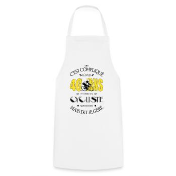 Cycliste 40 ans - Cadeau 40e Anniversaire - Tablier de cuisine - blanc - Devant - AI Model Male 185 dark (185cm)