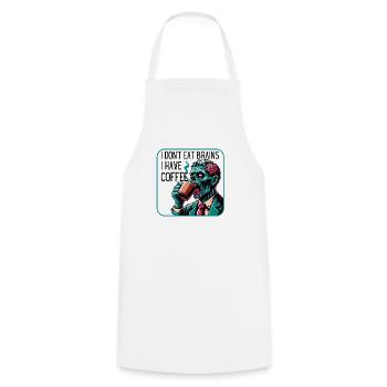 I Don't Eat Brains I Have Coffee - Cooking Apron - white - Front - AI Model Male 185 dark (185cm)