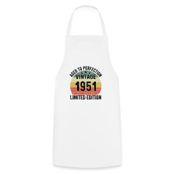 Aged To Perfection Vintage 1951 Limited Edition - Cooking Apron - white - Front - AI Model Male 185 dark (185cm)