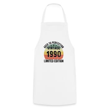 Vieilli à la perfection Vintage 1990 Edition Limitée - Tablier de cuisine - blanc - Devant - AI Model Male 185 dark (185cm)